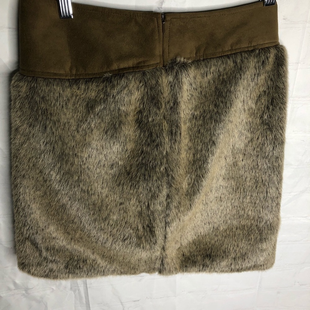 J. McLaughlin Womens Faux Fur Bree Mini Skirt Zip Closure $195 Size 0